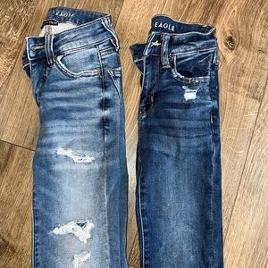 2 pairs of size 000 American Eagle jeans
